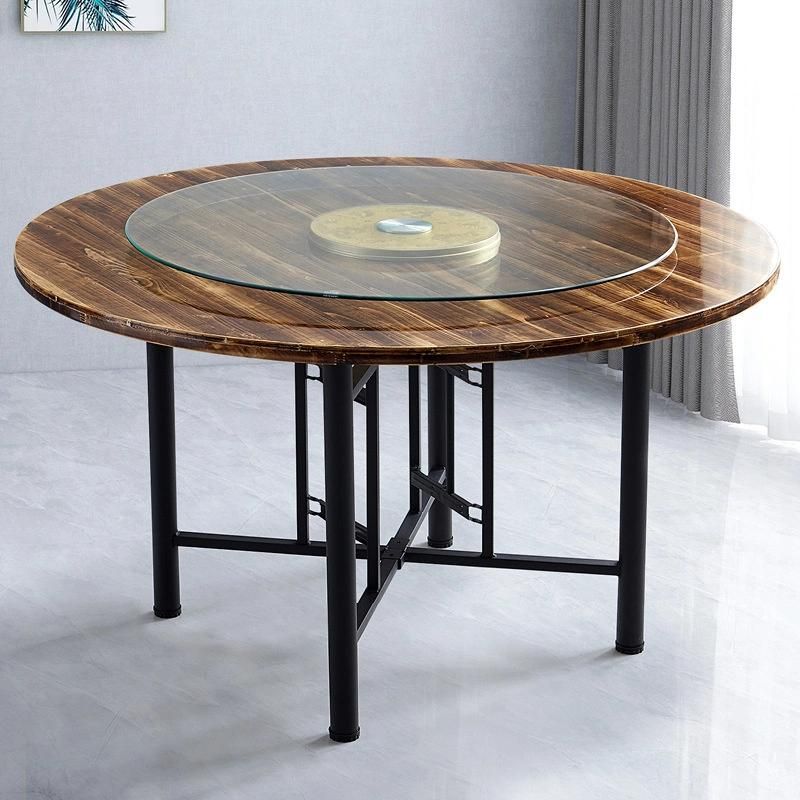 Home Dining Table Round Solid Wood Banquet Folding Table