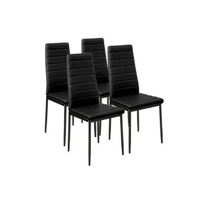 Mesas Y Sillas PARA Restaurante Black Leather Modern Dining Room Furniture Chair Factory Prices Metal Legs High Back Leather Dining+Chair
