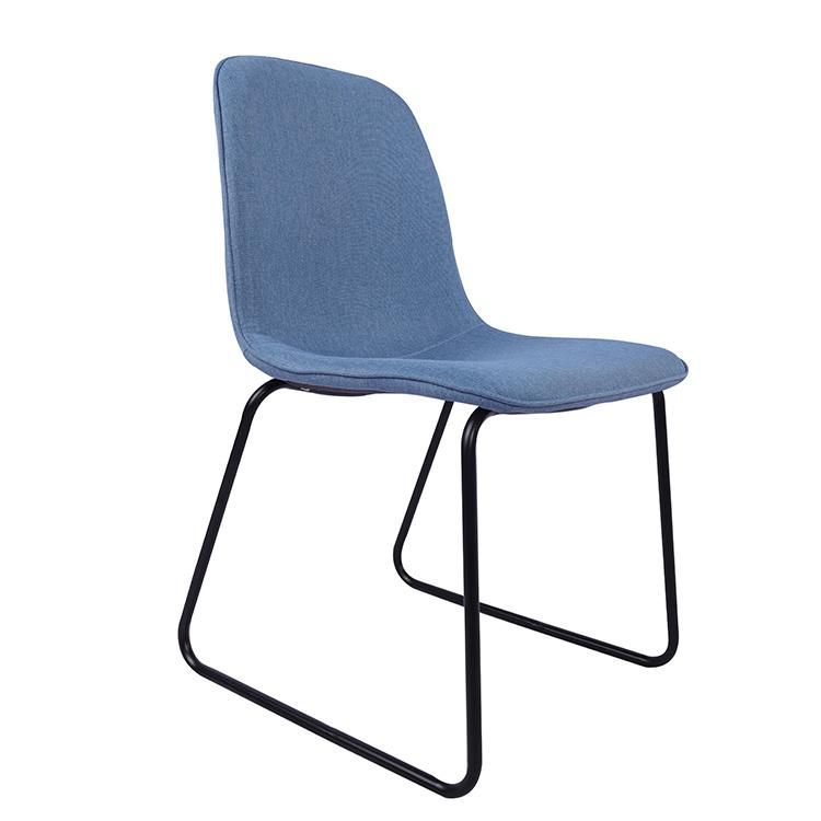 Luxury Comfortable Home Furniture Restaurant Upholstered Fabric Soft Seat Dining Chair with Metal Legs