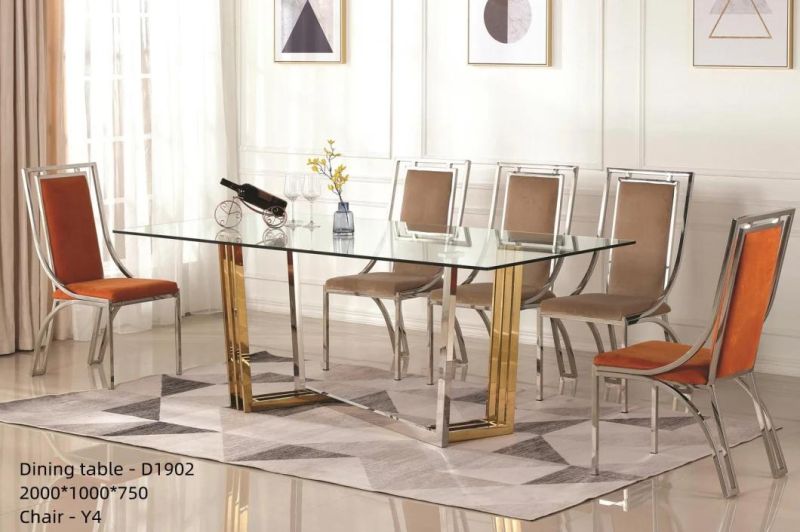 Chrome Titanium Stainless Steel Marble Dining Table