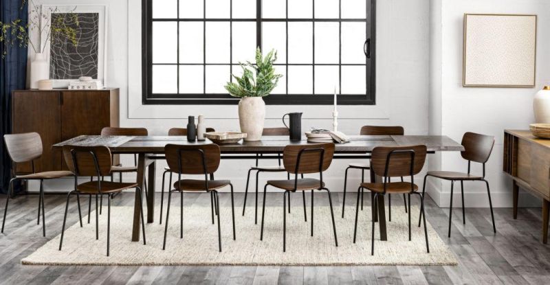 China Products/Suppliers High Quality Wooden Dining Restaurant Chair with Seat Pad Restaurant Furniture Event Iron Frame Velvet Frame Stacking Dining Chair