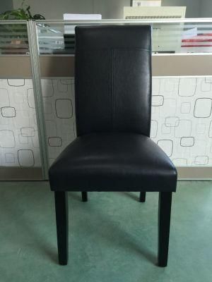 T Back Stiching Accent Chair Leather Wooden Dining Chair