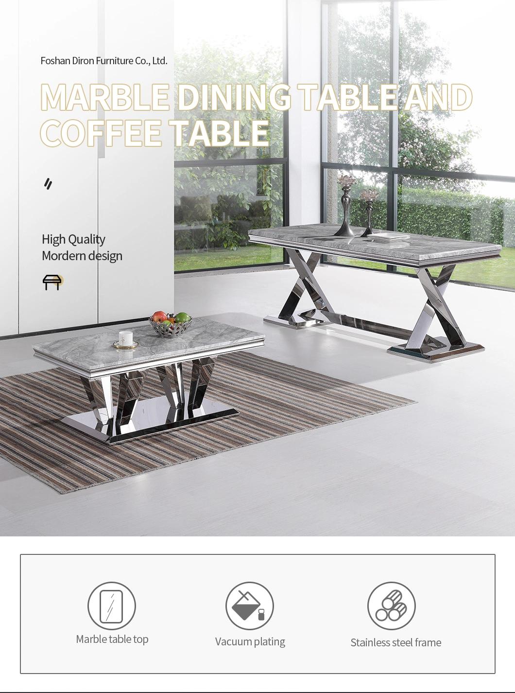 Metal Furniture Sets Factory Stainless Steel Modern Marble Dining Table Set Furniture