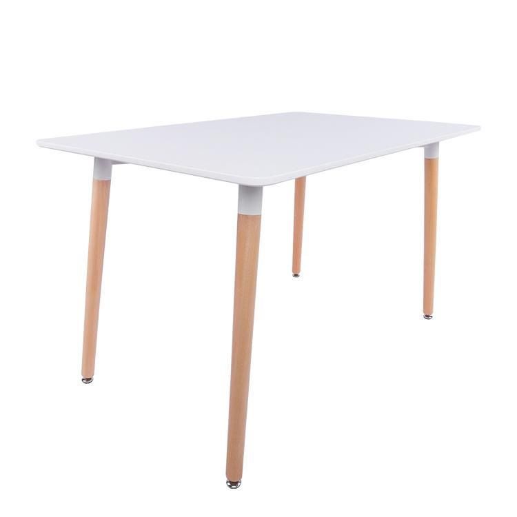 White Square Wooden with Beech Legs MDF Top Dining Table