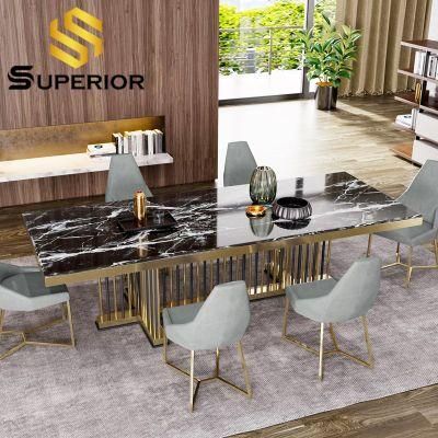 Modern UK Furniture Stainless Steel Gold Dining Table and Chair