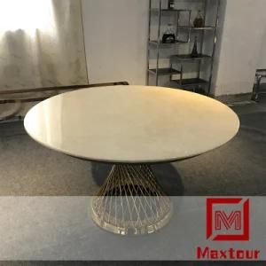 Gold Stainless Base Marble Top Round Dining Table