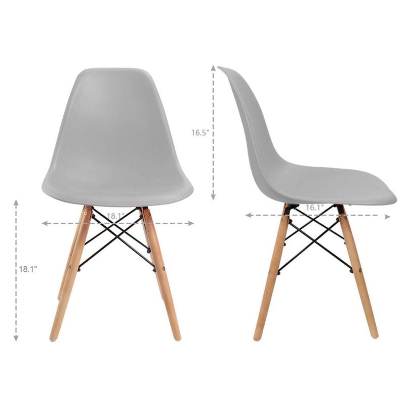 White Plastic Backrest Beech Wood Dining Chair