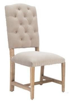 Hight Back Dining Chair with Tufted Button Fabric Chair with Footrest