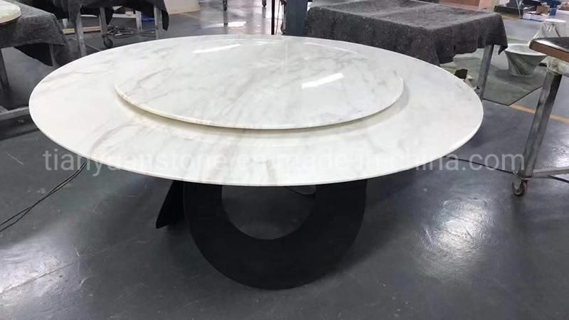 Restaurant Furniture Dining Room White Black Round Marble Top Dining Table