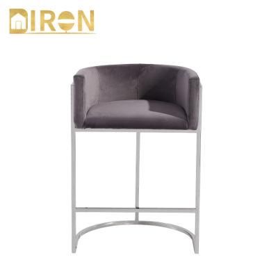 Chinese Wholesale Hot Selling Luxurious and Comfortable Furniture Stainless Steel Legs Upholstered Velvet Dining Bar Chairs
