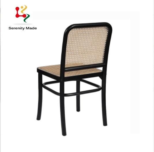 Wholesale Event Hire Solid Wood Stackable Wedding Cane Wicker Rattan Back Restaurant Dining Chair