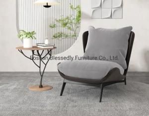 Modern Furniture Sofa Chair Leather Fabric Chair with Ottoman