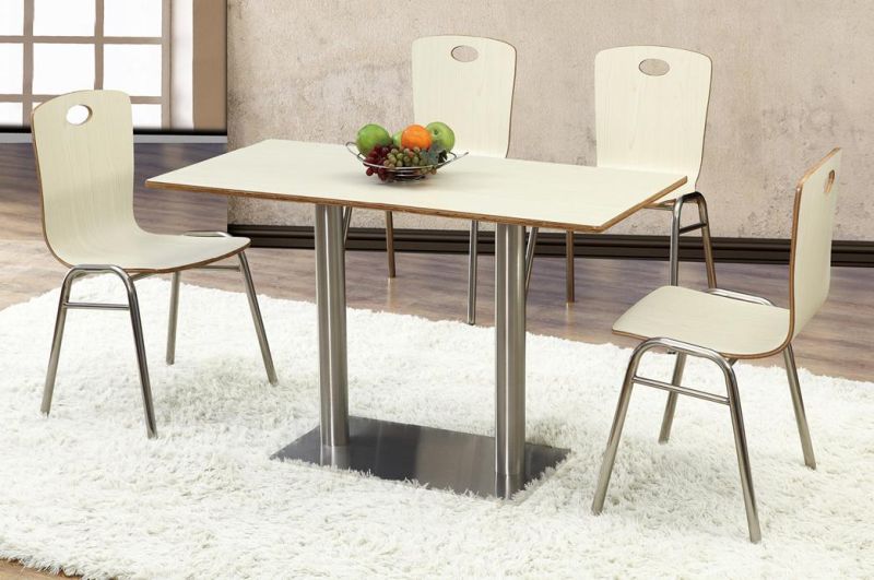 Cheap 2 3 4 Persons Food Restaurant Industrial Staff Stainless Steel Canteen Furniture Dining Table and Chairs for Home/Office/ Snap Food Restaurant/Cafeteria
