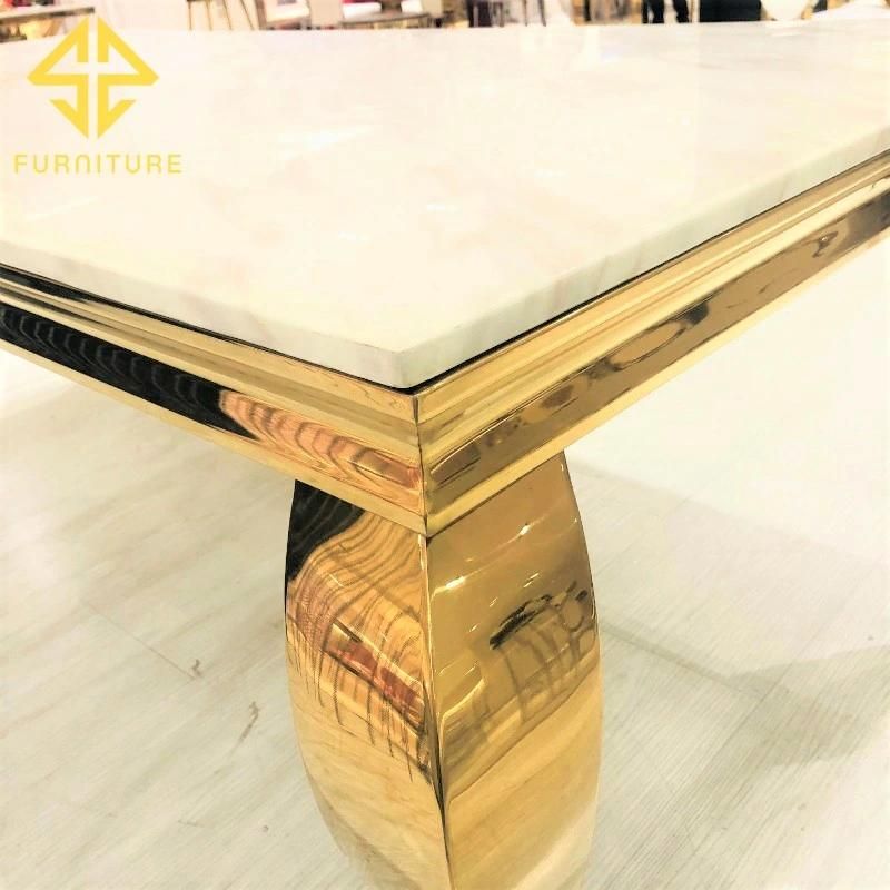 Wholesale Price High Quality Golden Stainless Steel Hotel Dining Table