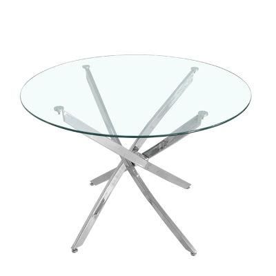 Round Tempered Glass Restaurant Dining Table