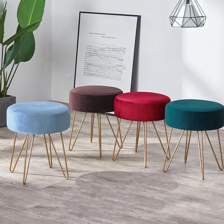 Wholesale Nordic Household Pouf Stool Ottoman High Quality Cloth Creative Circular Low Stool Customization Bar Stool Chair