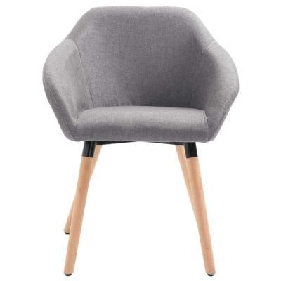 Factory Supply High Quality Home Furniture Wood and Grey Velvet Fabric Upholstered Dining Chairs