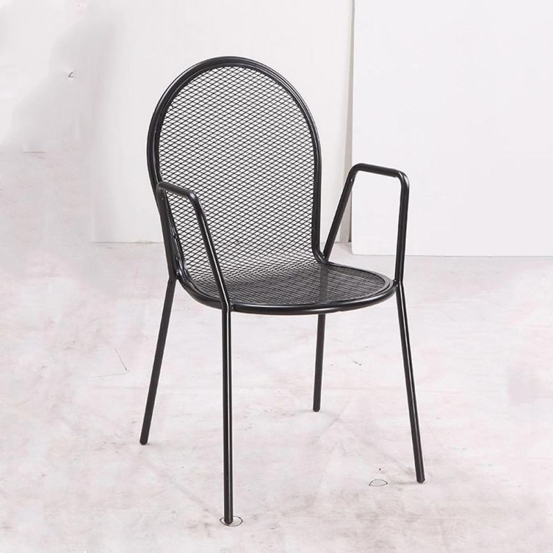 American Market Oval Back Restaurant Grilled Stacking Steel Mesh Iron Chair