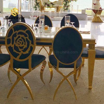 Luxury Golden Stainless Steel Frame Banquet Chairs Wedding Rental