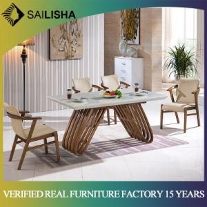 Solid Wood Dining Room Furniture Home Dining Table and Chair Set Restaurant Marble Table New Design