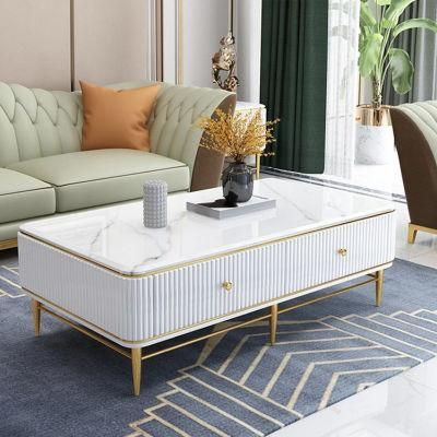 Nordic Marble Top with Wood Body Tea Center Table Coffee Table for Living Room