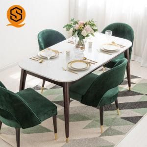 Hot Selling White Dining Table Composite Acrylic Dinner Table Set for Sale