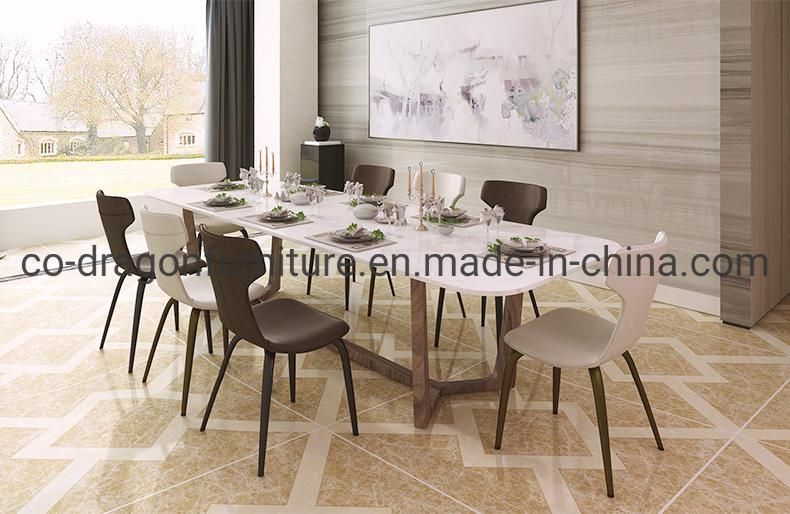 Light Luxury Stainless Steel Leather Dining Chair for Home Furniture