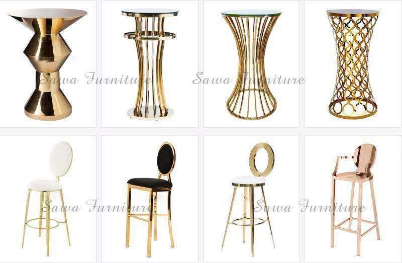 Modern Dining Furniture New Design Round Back Gold Stainless Steel Stool Chair for Wedding