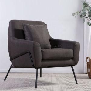Home Use Furniture Sofa Chair Black Metal Frame Fabric Chair