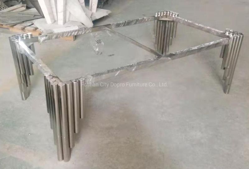 Mirror Polishing Stainlesss Steel Dining Table with Marble Top