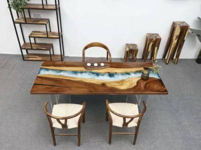 Antique Quality Luxury Art Modern Wood Furniture Epoxy Resin Dining Table