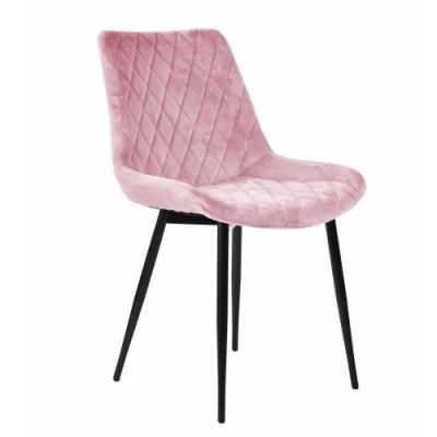 Hotsale Coffee Relax Fabric Chairs Metal Leg Home Furniture High Quality Dining Chair Pink Velvet Chairs