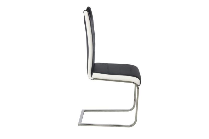 2021 Hot Sale Different Colors Optional PU Leather Dining Chair Bow Chair with Chrome Metal Tube Legs