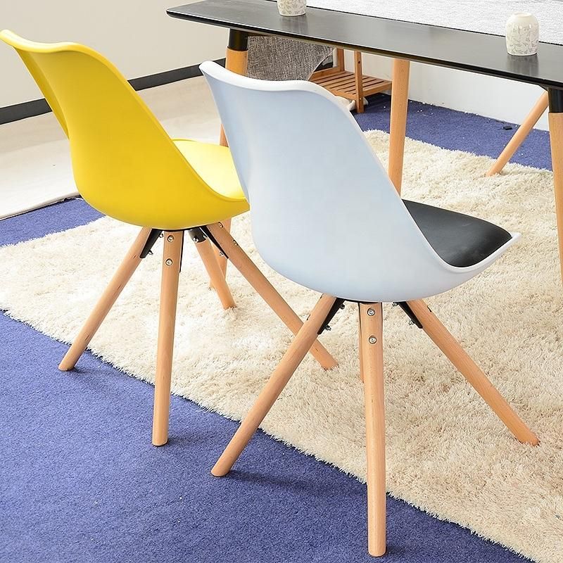 Nordic Restaurant PU Leather Upholstered Dining Chair Solid Wood Legs Yellow Leather Chair Living Room Chair