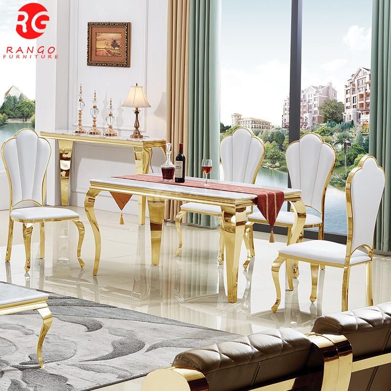 Wholesale Stainless Furniture China Luxury Royal Luxury Gold Dining Table Modern Dining Table Set Marble Dining Table 6 Seater