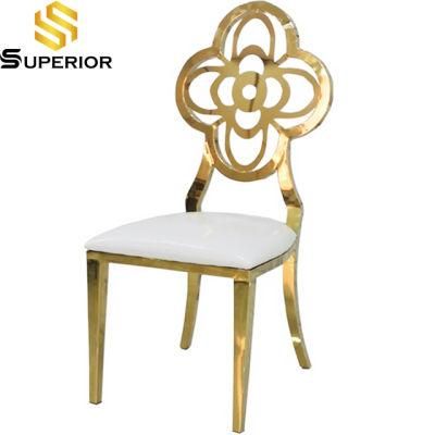 China Factory Wholesale Dubai Gold Metal Synthetic Leather Wedding Chair