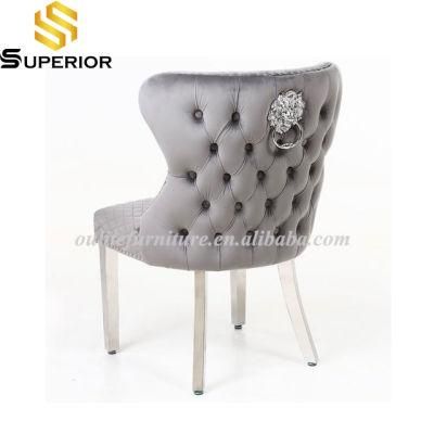 UK Style Lion Knocker Back Dining Chair with Metal Legs for Home