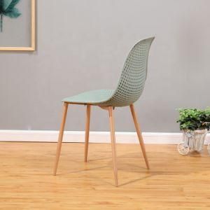 Simple Super Breathable Outdoor Furniture PP Seat Wooden Leg Dining Chair Outdoor Dining Chair