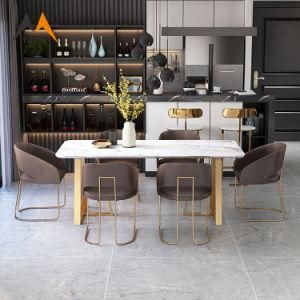Best Price Elegant Modern Restaurant Metal Dining Table Set 8 Seater