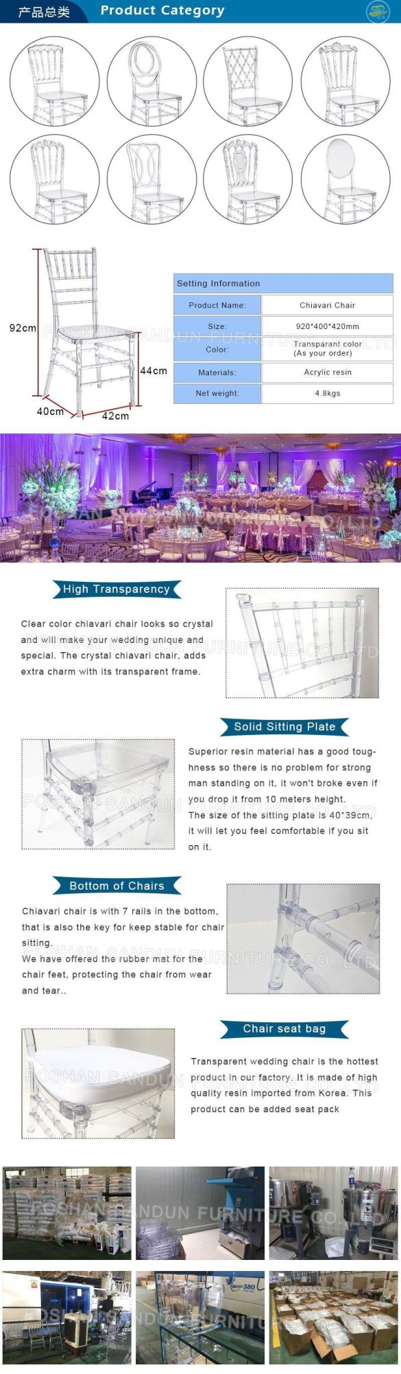 Rts Dining Furniture Transparent Clear Acrylic PC Resin Napoleon Chiavari Pheonix Wedding Chair