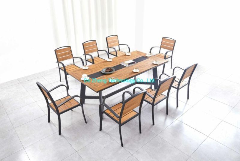Vintage Industrial Furniture Commercial Solid Wood Top Metal Frame Bar Table and Chair Set