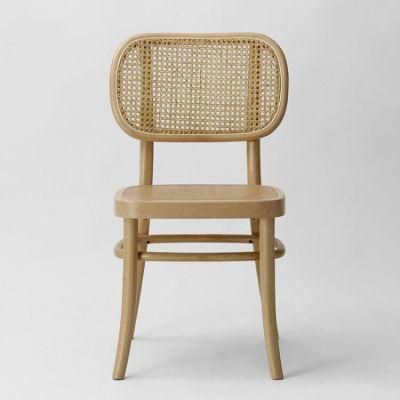 Kvj-9041 Rattan Back and Wooden Seat Dining Chair