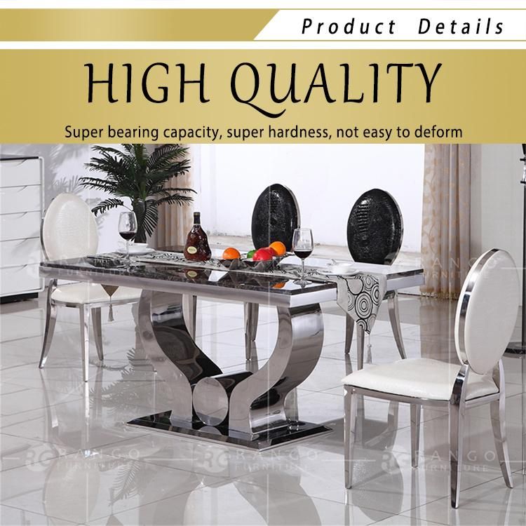 Luxury Marble Comedor Silla Comedor Dining Table Set Glass Table Basse Dining Table with 6 Seaters Chairs