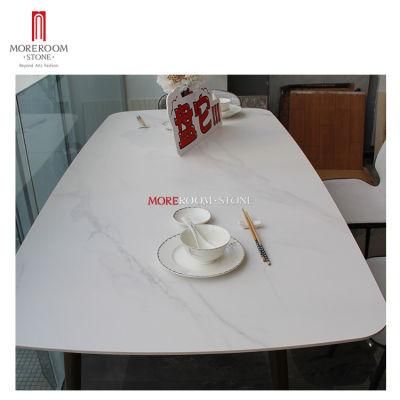 Full Body Big Size Calacatta White Imitation Marble Look Porcelain Slab Dining Room Countertops