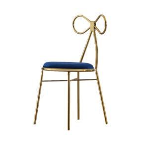 Elegant Design Velvet Cushion Breathable Backrest with Golden Legs Restaurant Outdoor Dining Chair