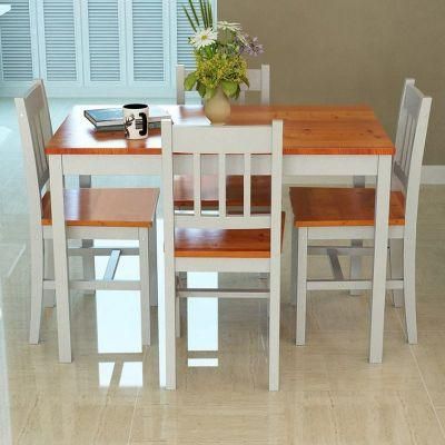 Solid wood pine dining table set with 4 chairs set kitchen room furniture set