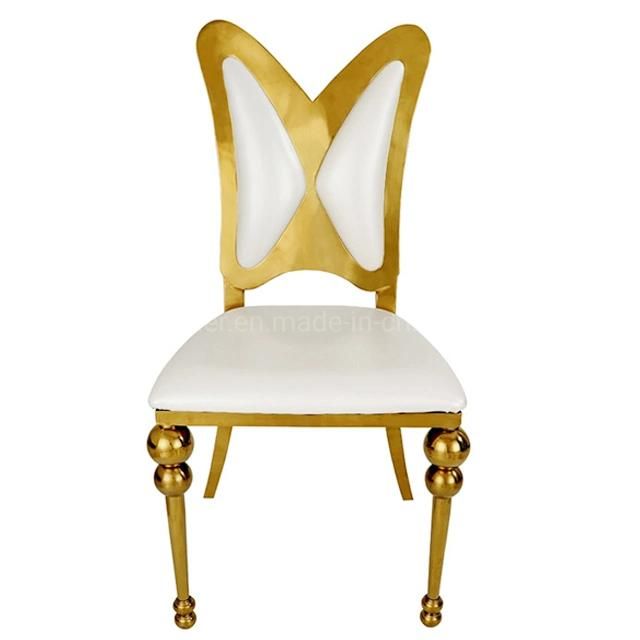 Modern Hotel Wedding Banquet Hall Gold Butterfly Back Dining Chair