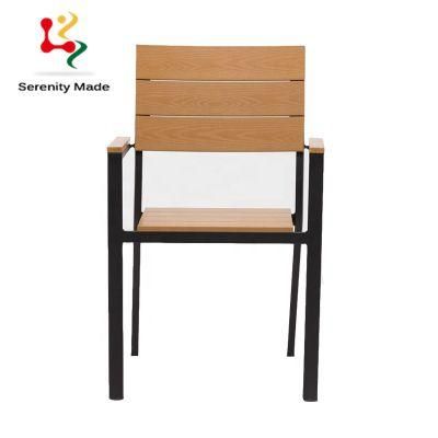 New Arrival Commercial Use Outdoor Restaurant Cafe Coffee Teak Wood Aluminium Frame Garden Dining Chair