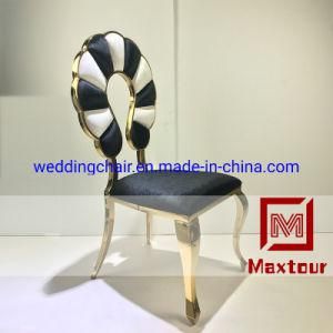 Unique Design Stitching Velvet Back Stainless Steel Dining Chair