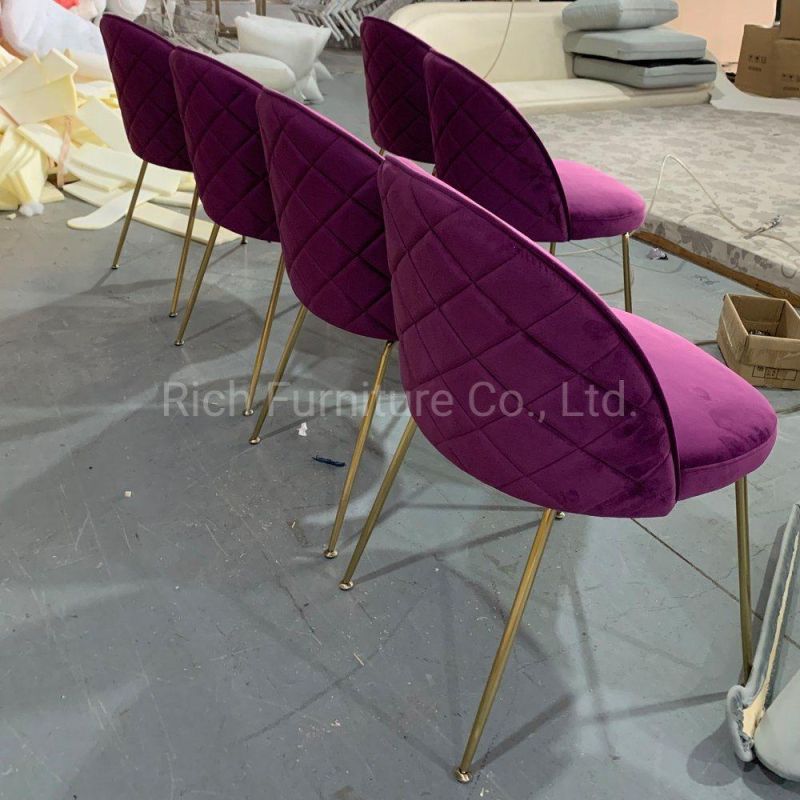 Restaurant Soft Upholstery Colorful Armchairs Metal Legs Dining Room Chair